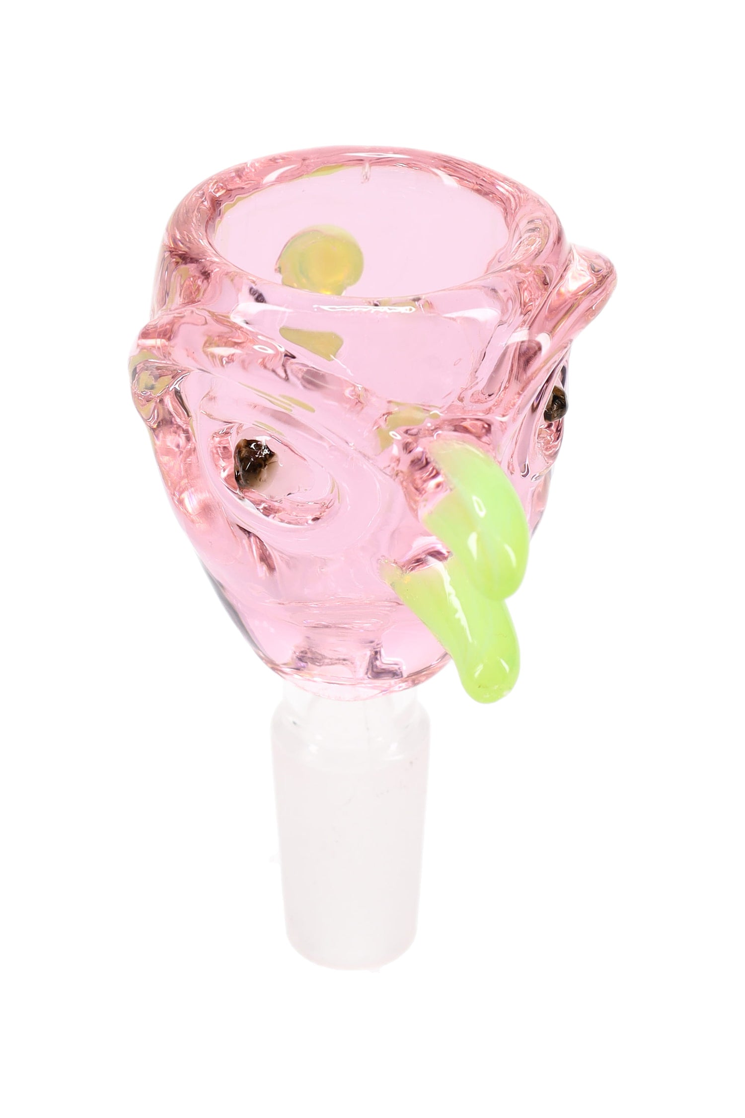 Profile of sculpted bird glass bong bowl with 14.5 mm male joint; ~55 g; select Blue, Green, Gray, or Pink to match your setup.