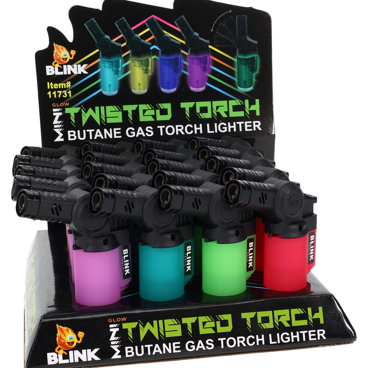 blink cigarette lighter MINI NEON ANGLE TORCH  20CT DISPLAY | BUTANE TORCH LIGHTER 02 BLINK TORCH Single flame Flame adjustable 7 Inches Available in Various Colors Blink Torch Lighter | eBay