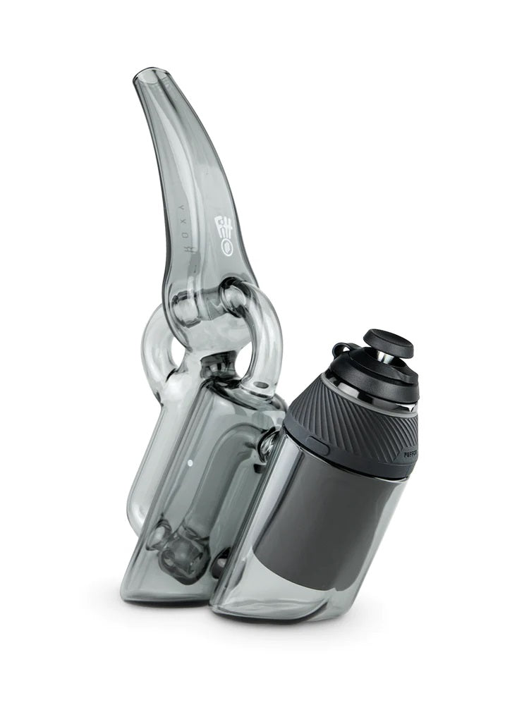 Puffco Proxy device fitted with Ryan Fitt recycler glass, showing curved mouthpiece and recycling loop