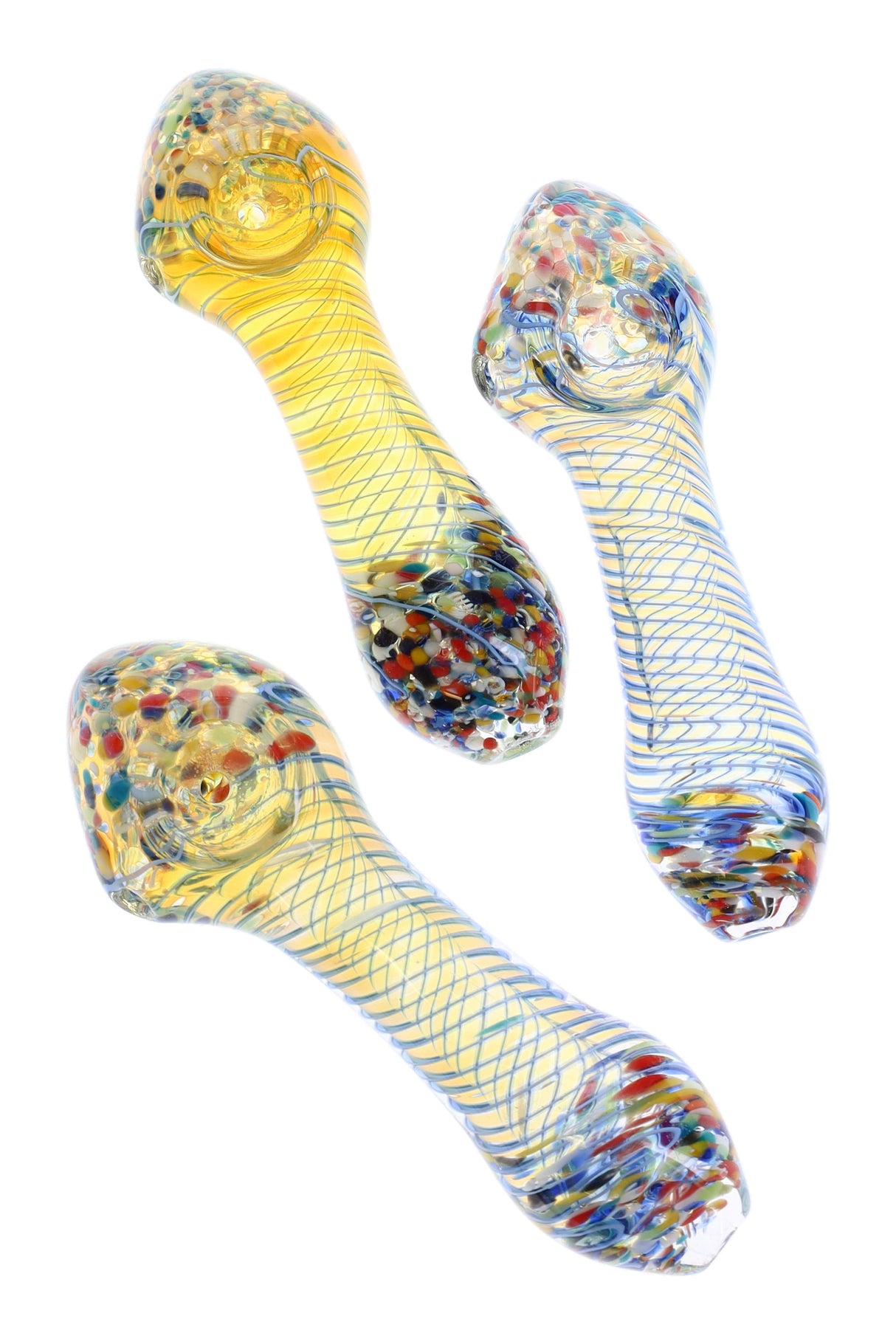 Color Changing Confetti Frit Glass Hand Pipe “Party Popper” – Assorted Colors