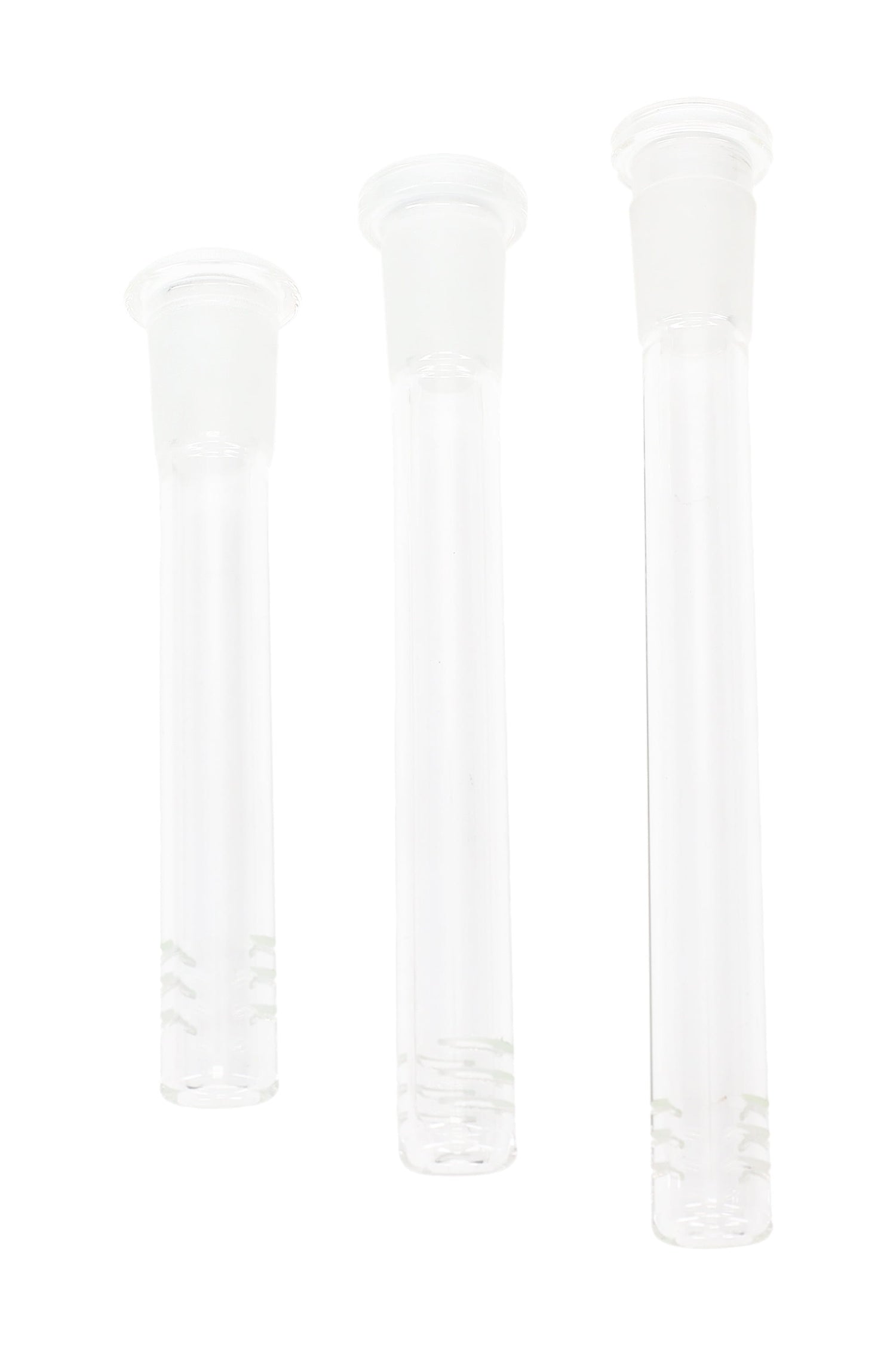 Glass downstem adapter, 18.8 mm to 14.5 mm GoG reducer for bongs, clear joint piece that fits 18.8 mm female and accepts 14.5 mm male bowls.