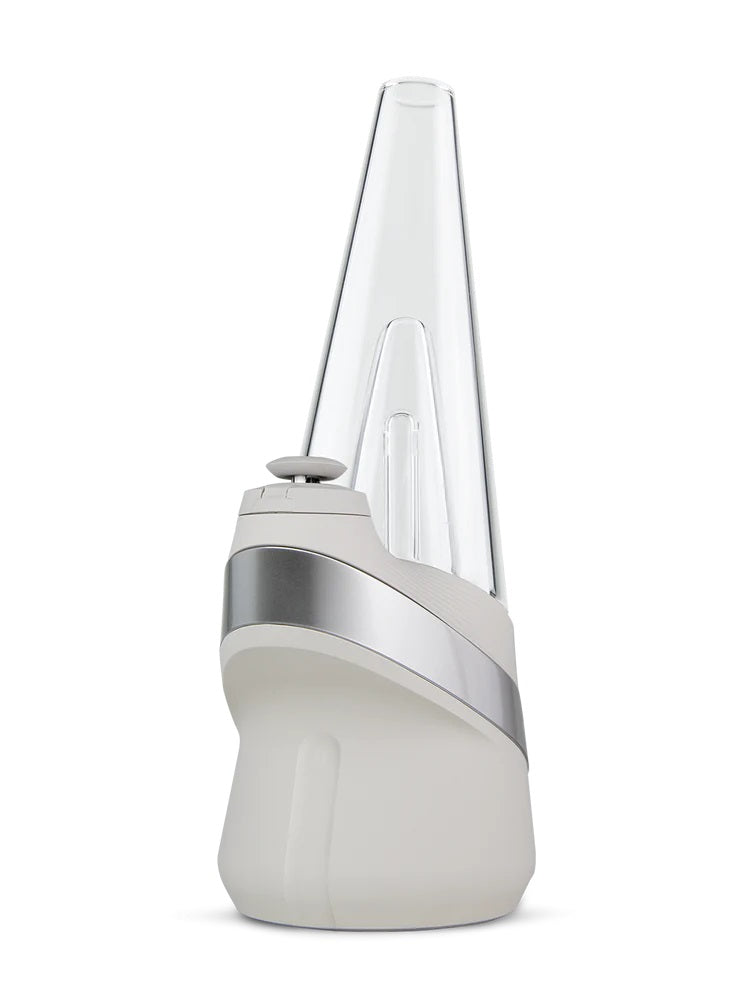 Front view of Cloud color New Peak with polished trim and cone glass for water filtration.