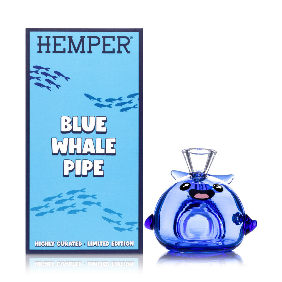 4" Hemper Blue Whale Glass Hand Pipe – P3297
