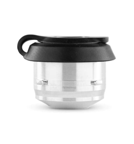Profile of Puffco Proxy 3D Chamber showing stainless body and black lid, ready to install as a replacement part.