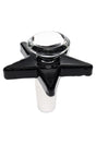 Glossy black star-shaped glass bong bowl featuring a 14.5 mm male frosted joint and clear cup; sturdy replacement slide for dry herb.