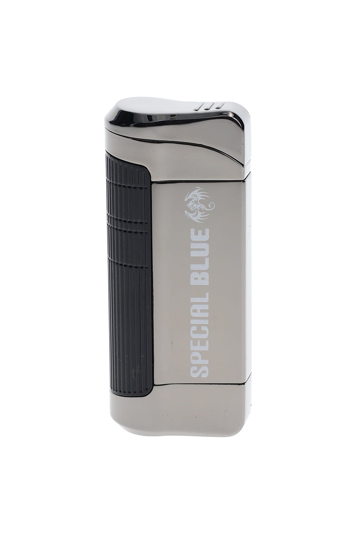 Single Special Blue Director torch lighter in gunmetal, slim pocket shape with textured grip, upright on white background.