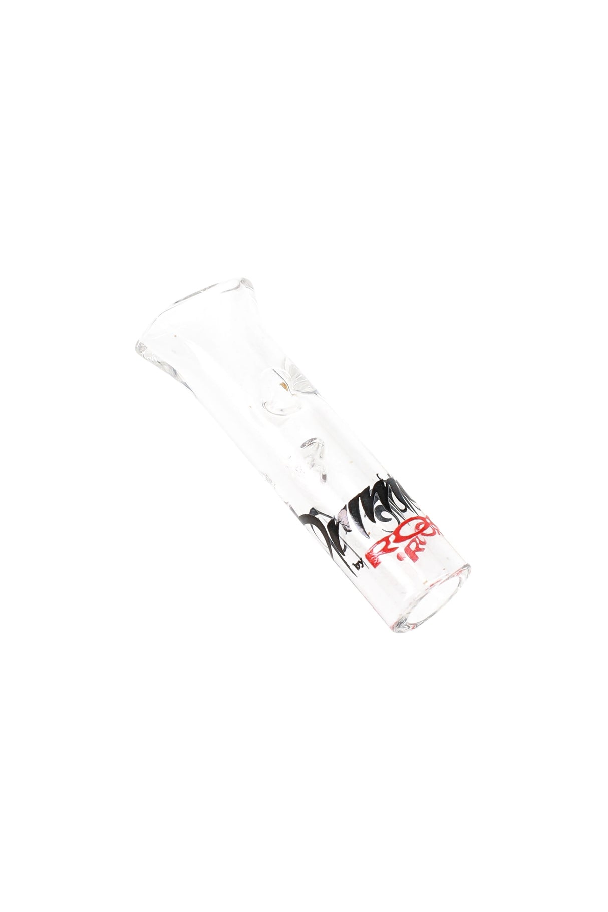 Clear RooR 10 mm glass rolling tip with black and red logo; sturdy reusable filter packaged individually in a small vial.