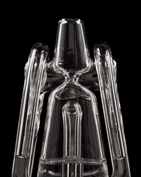 Close-up of the Recycler Glass 2.0 neck and hourglass junction, highlighting detailed clear glasswork and smooth contours.
