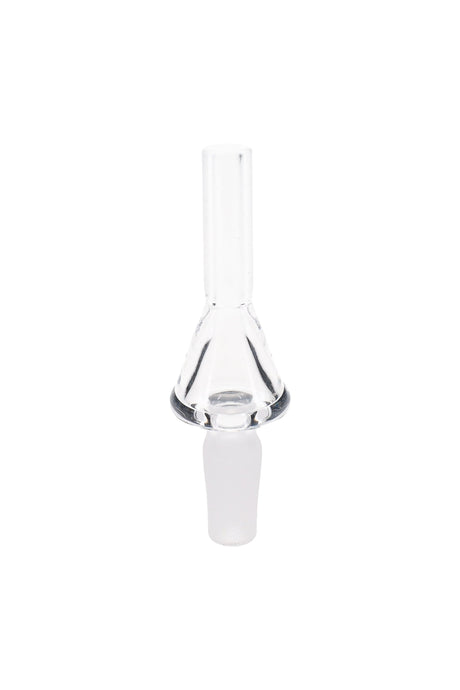 Clear quartz 10 mm dab straw tip with ground-glass joint and tube, 2.5-inch length; replacement nail for concentrates.