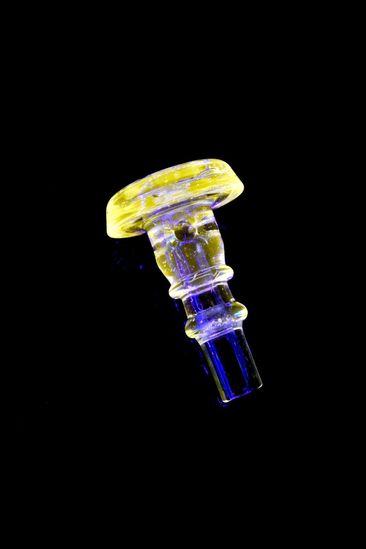 US-made “Radioactive” glass Puffco joystick glowing bright under UV light, compact directional airflow control tip for concentrates.