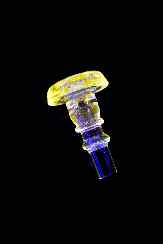 US-made “Radioactive” glass Puffco joystick glowing bright under UV light, compact directional airflow control tip for concentrates.