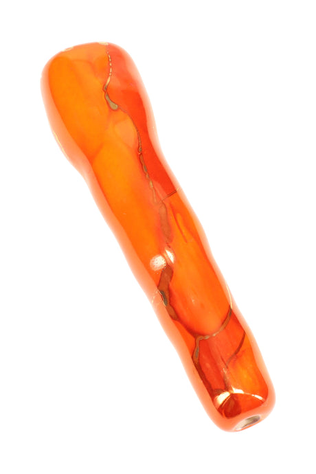 Tangerine 4-inch ceramic chunky bat one-hitter in bright orange with faint marbling, pocket-friendly design.