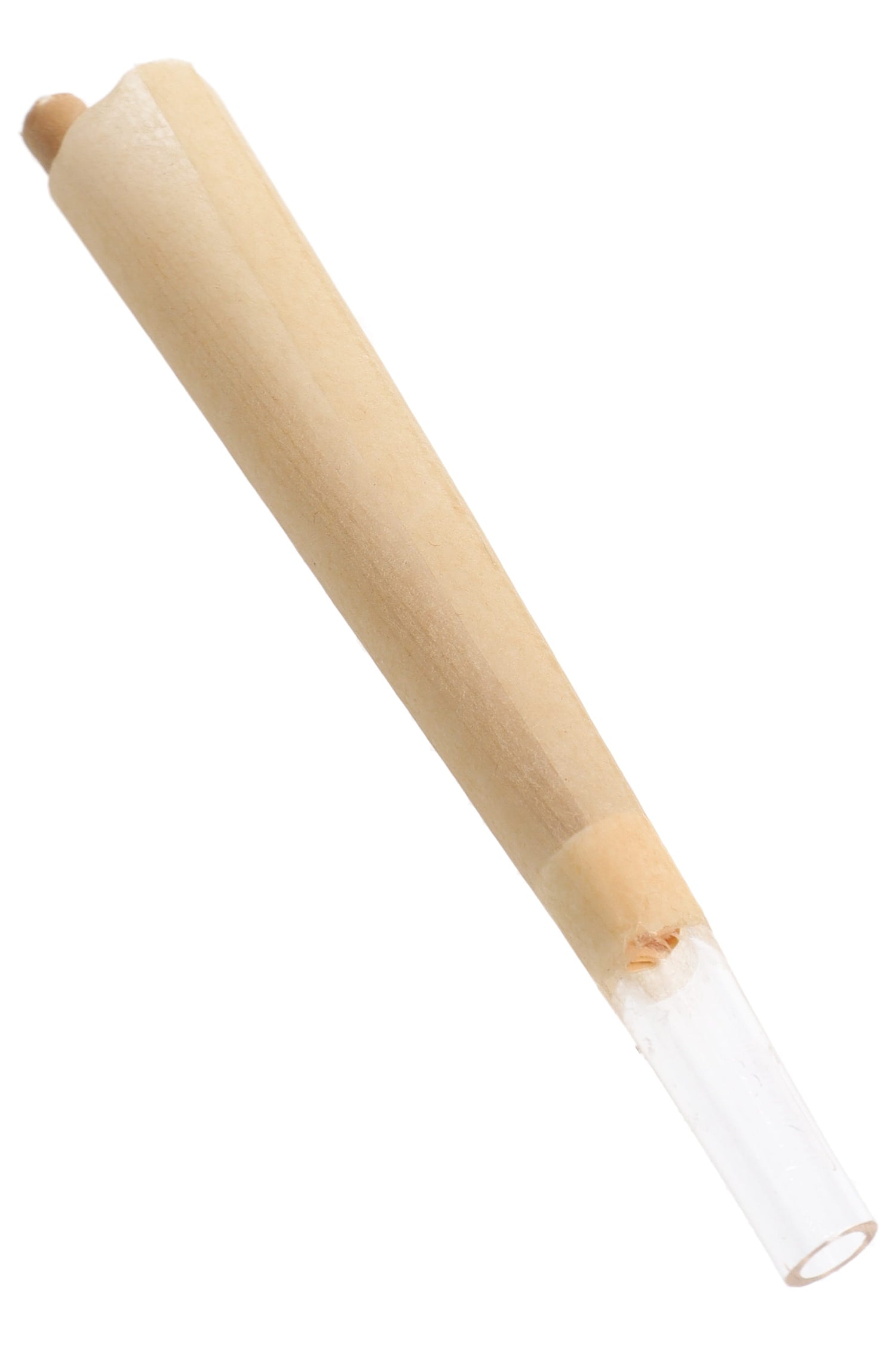 Close-up GRAV natural 109 mm cone with clear quartz glass tip and twist-ready crown.