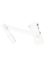 Clear drop-down sidecar adapter with 18.8 mm female receiver and 14.5 mm male plug connected by an offset tube, angled on white background.