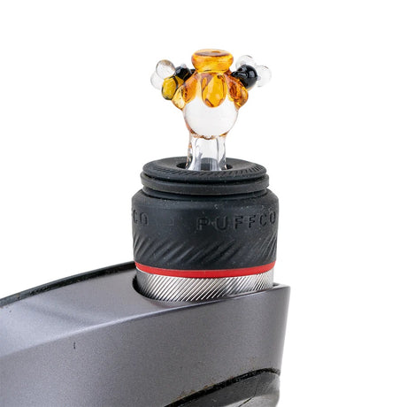 Beehive ball cap installed on a Puffco Peak Pro, standing upright in the rubber collar to show fit, scale, and finished look.