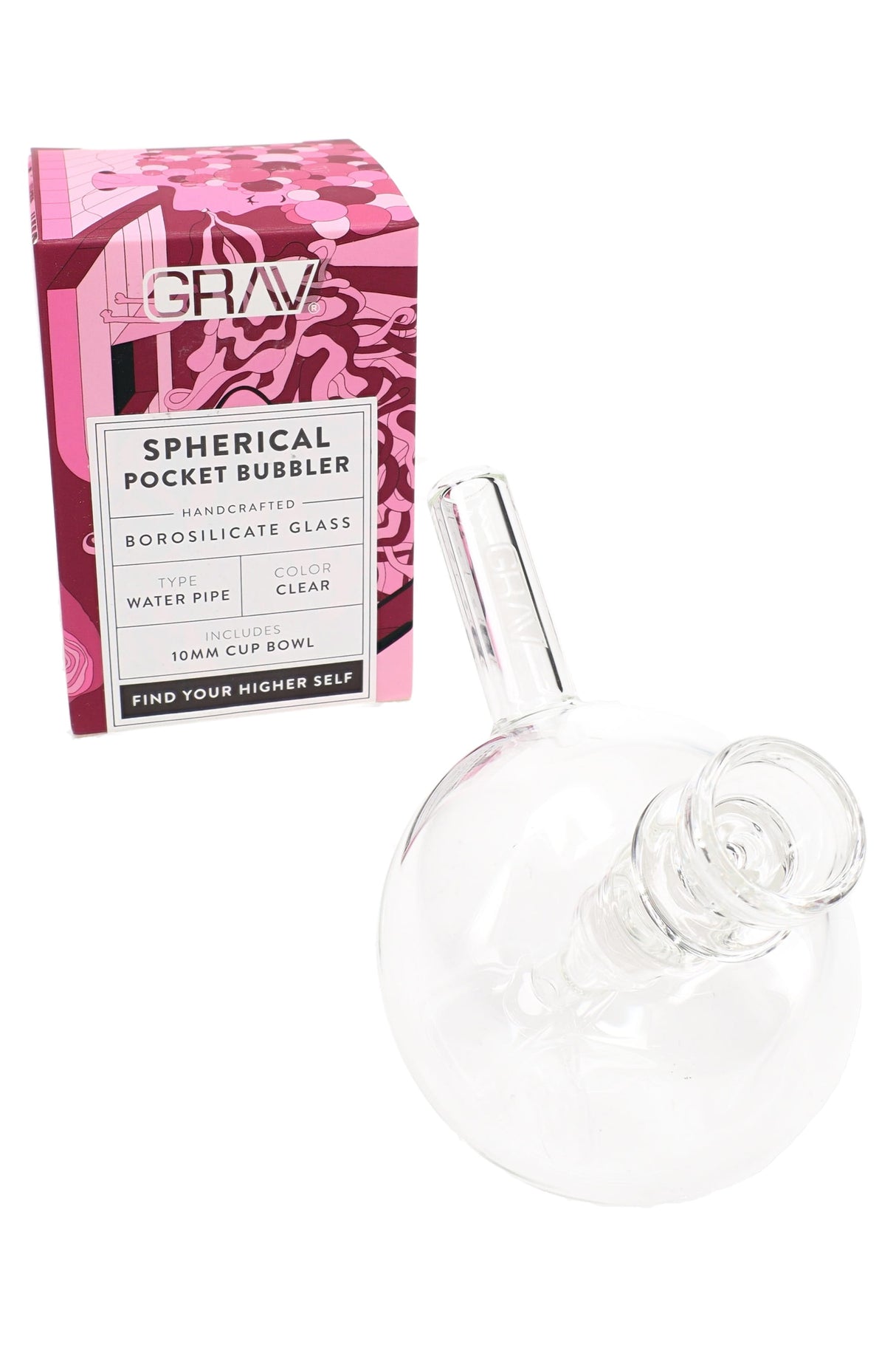 GRAV Spherical Pocket Bubbler – 10 mm Female – Clear – 4″