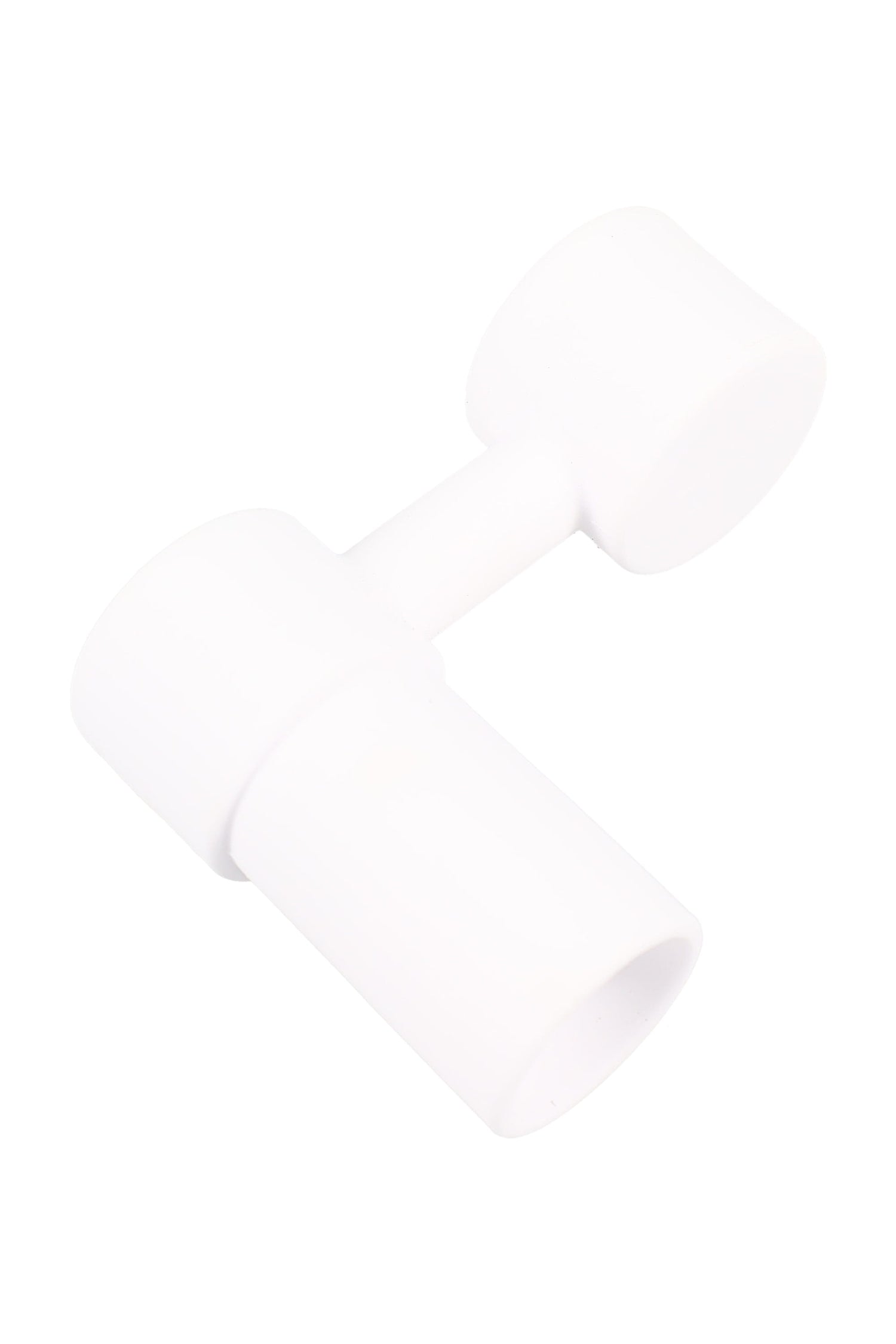 White ceramic sidecar nail with female dual-size fitting for 14 mm and 18 mm male rigs; domeless cup for concentrate dabs.
