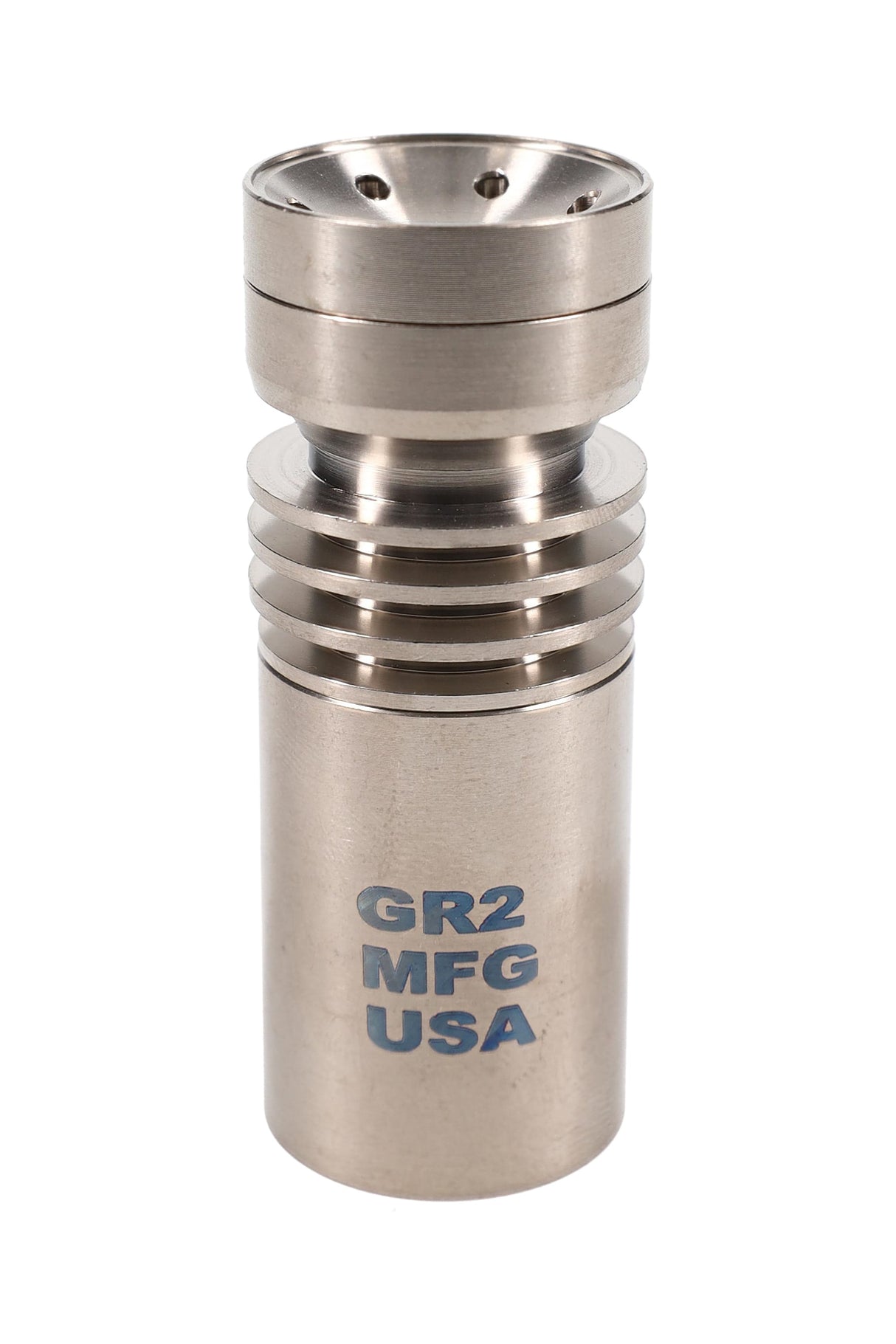 US-made GR2 titanium 7-hole spinner nail with 18.8 mm <em>female</em> joint; fits only rigs with matching 18.8 mm male connections.