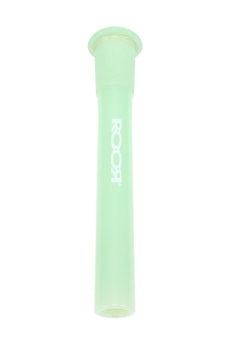 ROOR mint green reducing downstem standing upright, flared lip and ground joint detail visible, 18.8 mm to 14.5 mm.