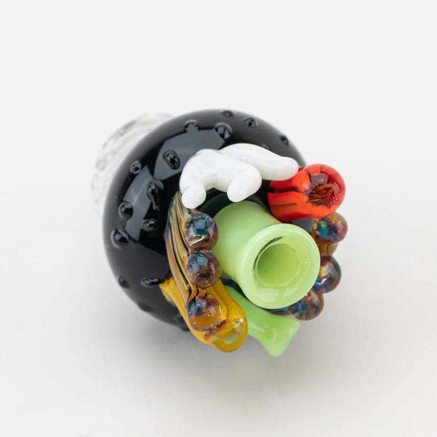 Top view showing lime nozzle and multicolor coral accents designed to move vapor evenly across the banger.