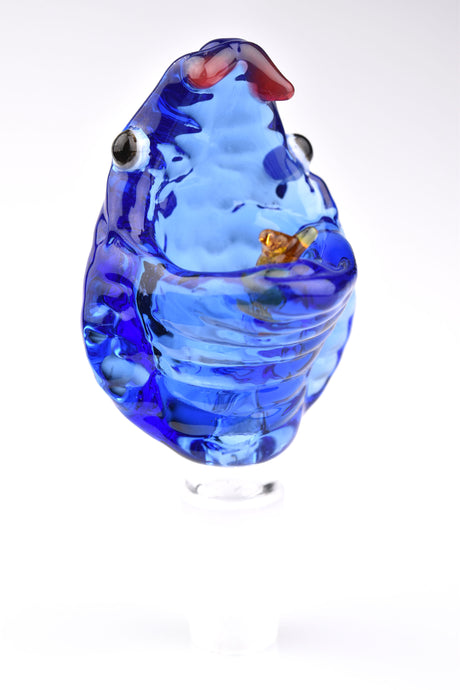Blue snake-shaped glass bong bowl featuring a 14.5 mm male ground joint, textured coil body, and deep, rounded cup for dry herb.