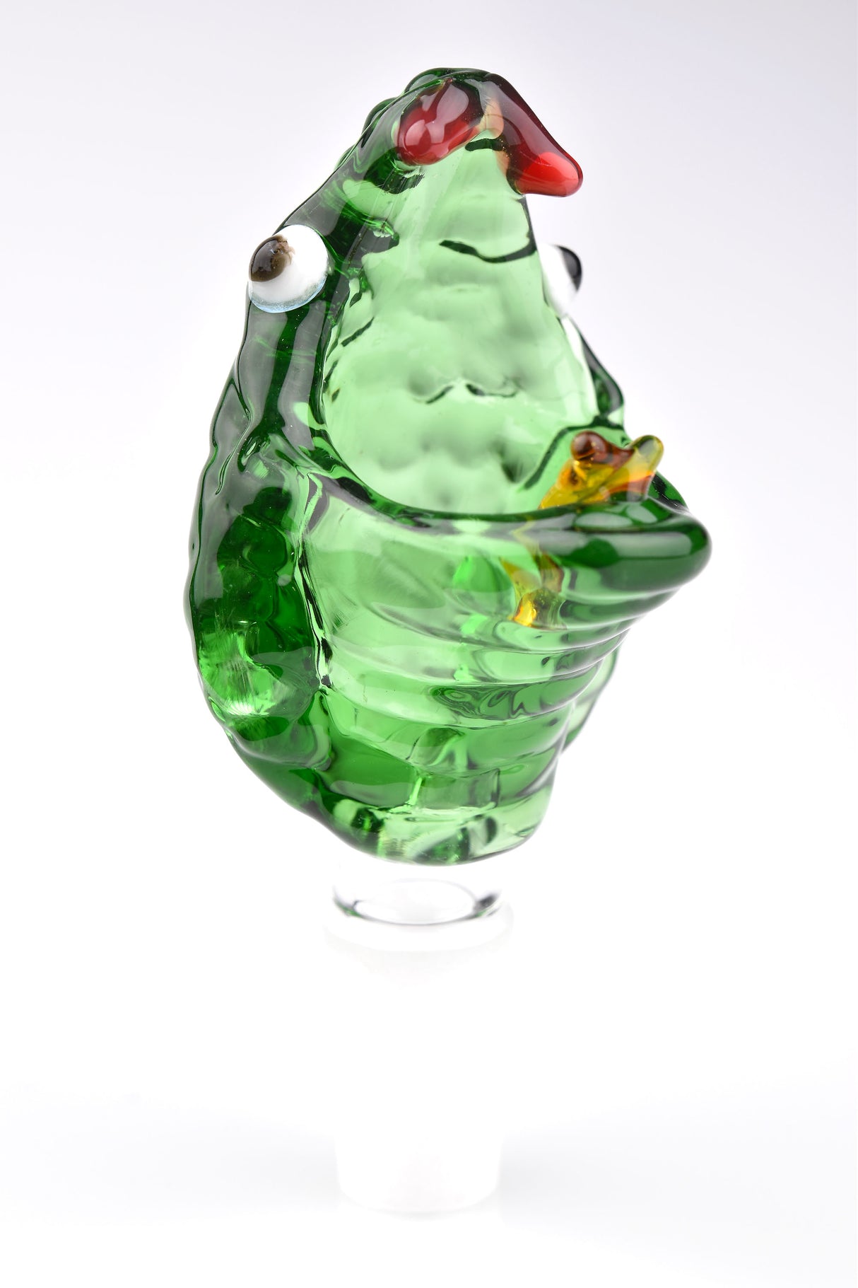 Green cobra-style glass bong bowl with 14.5 mm male frosted joint; raised scales and open mouth rim create a stable, easy-to-hold slide.