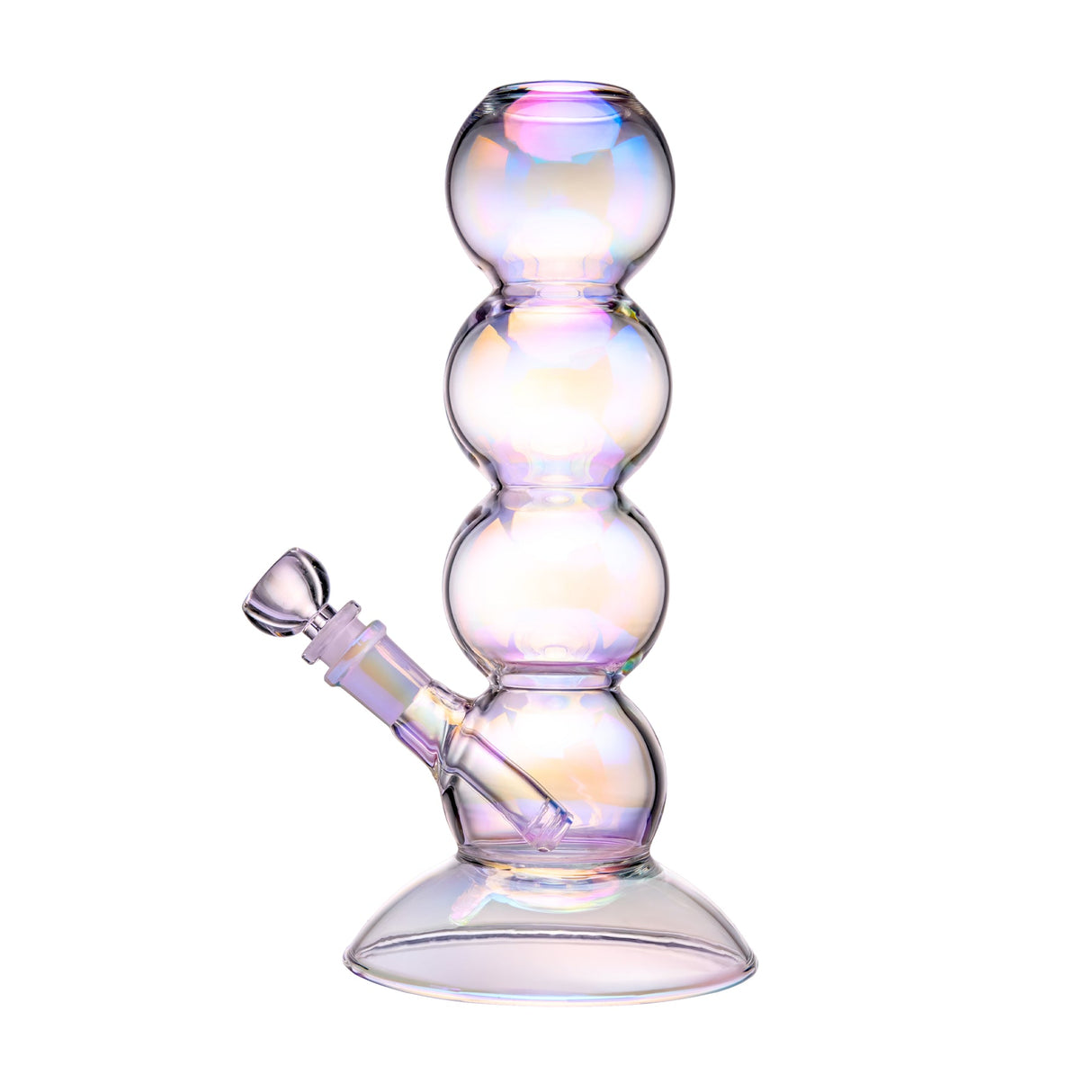BigFun! bubble bong with iridescent glass, visible 3.75″ downstem, and matching 14 mm bubble bowl