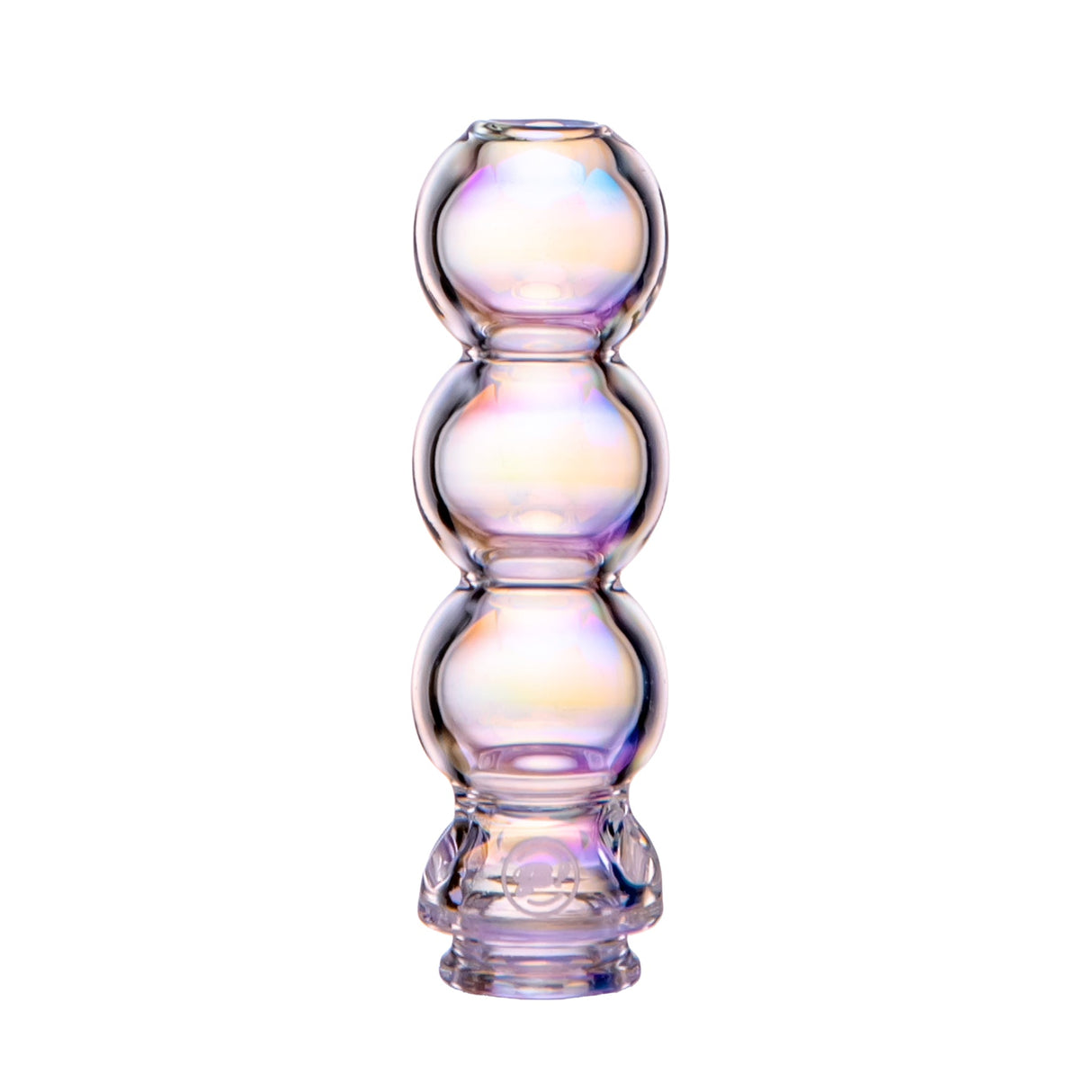 Side view of iridescent Pivot top showing bubble-stack shape, glossy finish, and compact replacement glass form