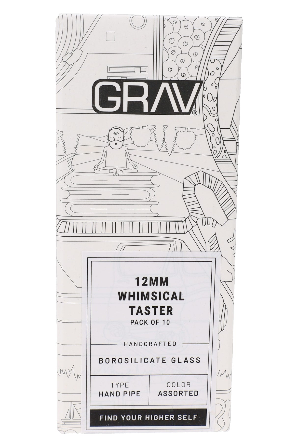 GRAV 12 mm Whimsical Glass Tasters – 3″ – 10/Pack – Assorted Colors