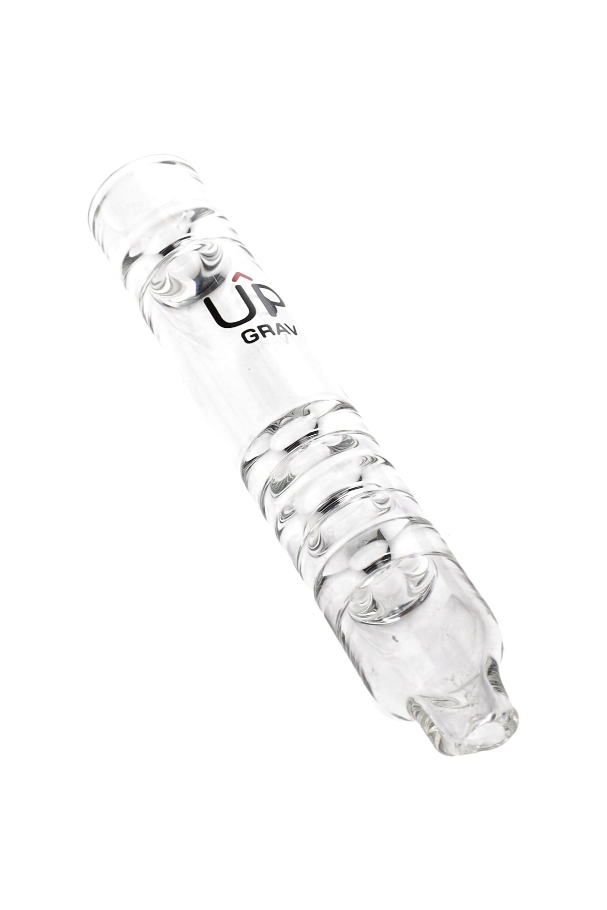 Clear GRAV Upline glass taster chillum, 3.75″ long with stacked restrictions and ergonomic mouthpiece, compact hand pipe for dry herb