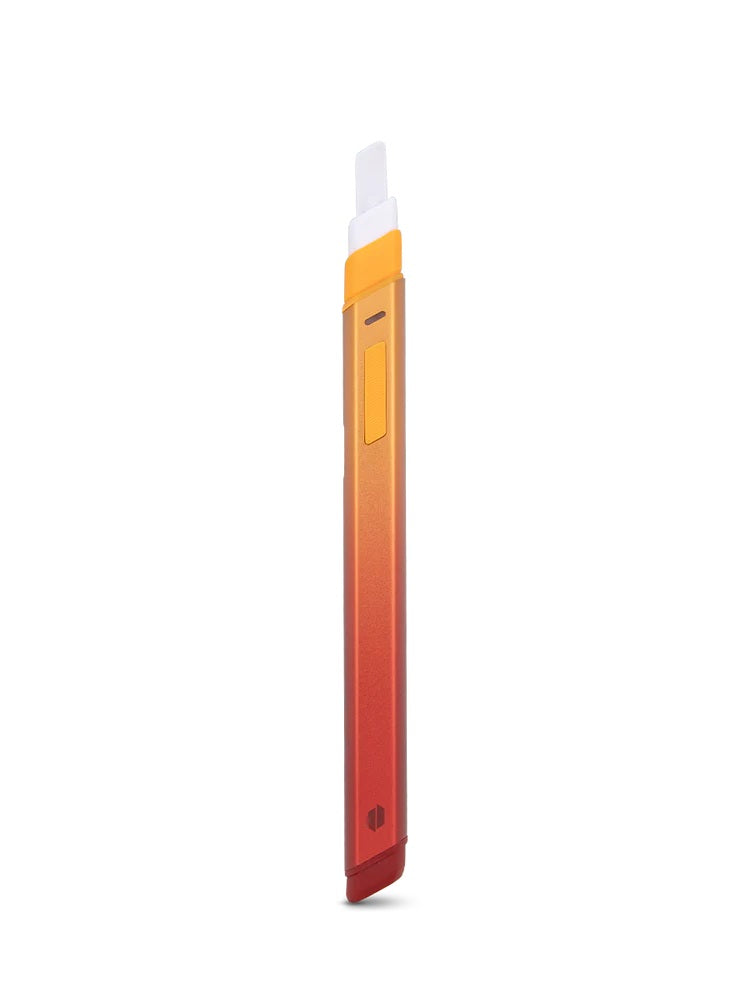 Daybreak Puffco Hot Knife electric dab tool, gradient orange-red body with ceramic tip extended, sleek side profile.