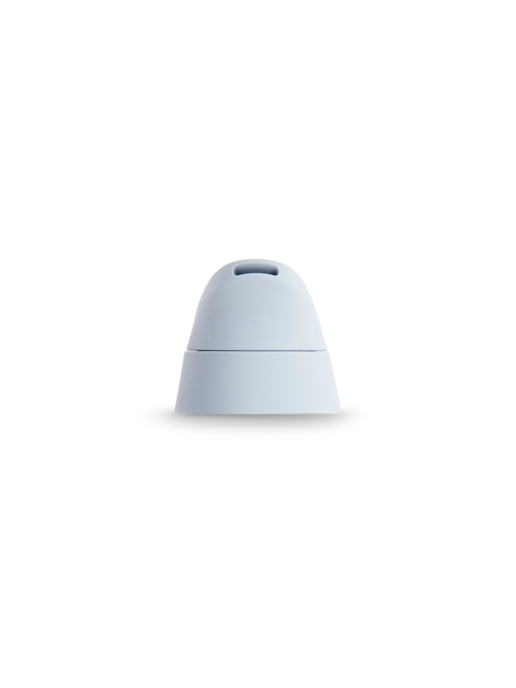 Light blue Puffco Proxy Core mouthpiece cap viewed straight on with compact silicone shape
