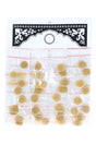 Brass pipe screens in a 36-pack retail display, each mini-bag holding five round screens for a total of 180 pieces.