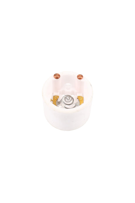 Replacement ceramic bowl for Solopipe Elektra hand pipe, white round insert with dual copper posts and spiral coil heater, top-down view.