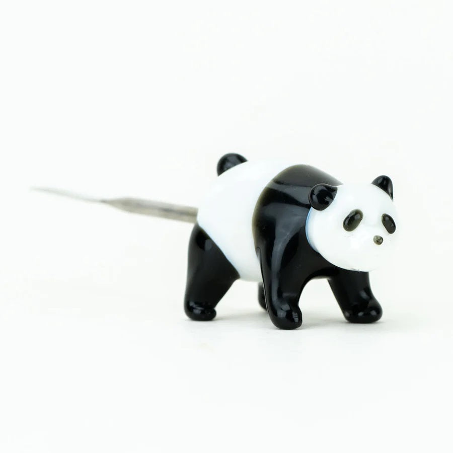 Full side view of panda dab tool illustrating body proportions and rear-mounted steel scoop handle on white background.