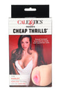 Retail box for Cheap Thrills “The Harlot” stroker by CalExotics featuring PureSkin material and a lifelike lips-style entry in flesh tone.