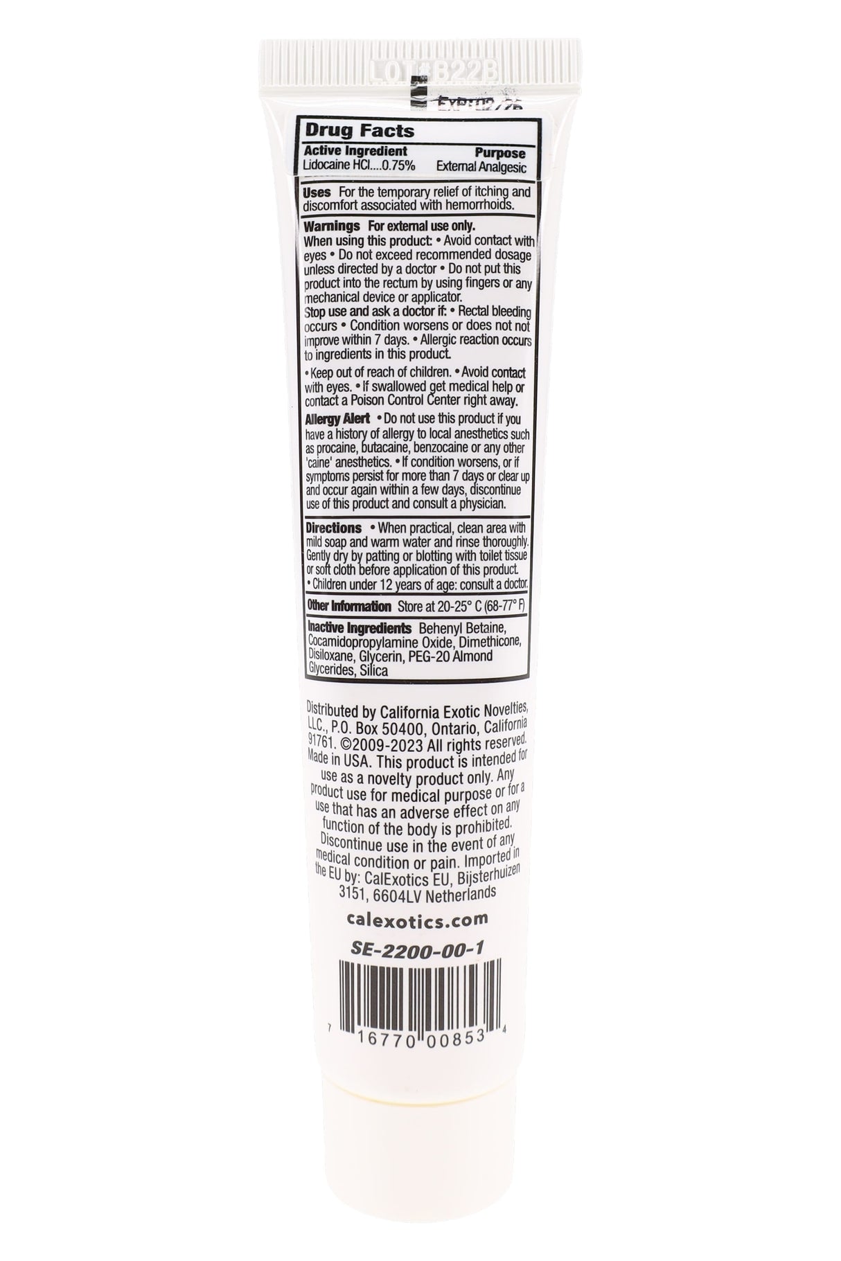Anal Eze Gel – Lidocaine 0.75% – Unscented – 1.5 oz