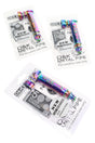 Rainbow metallic skeleton metal hand pipe gift set on retail card with 5 silver screens; compact 3″ hammer-style pipe.