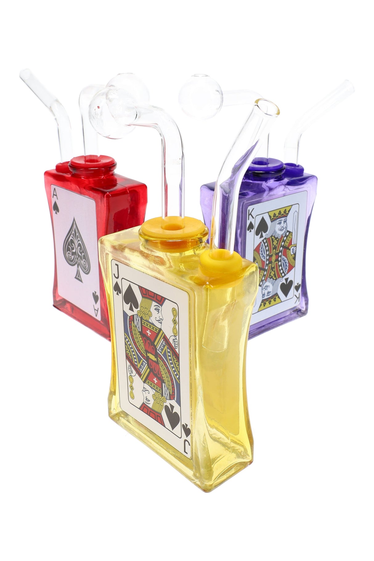Colored Glass Poker Card Oil Burner Rig “High Roller” – Assorted Colors – US-Made