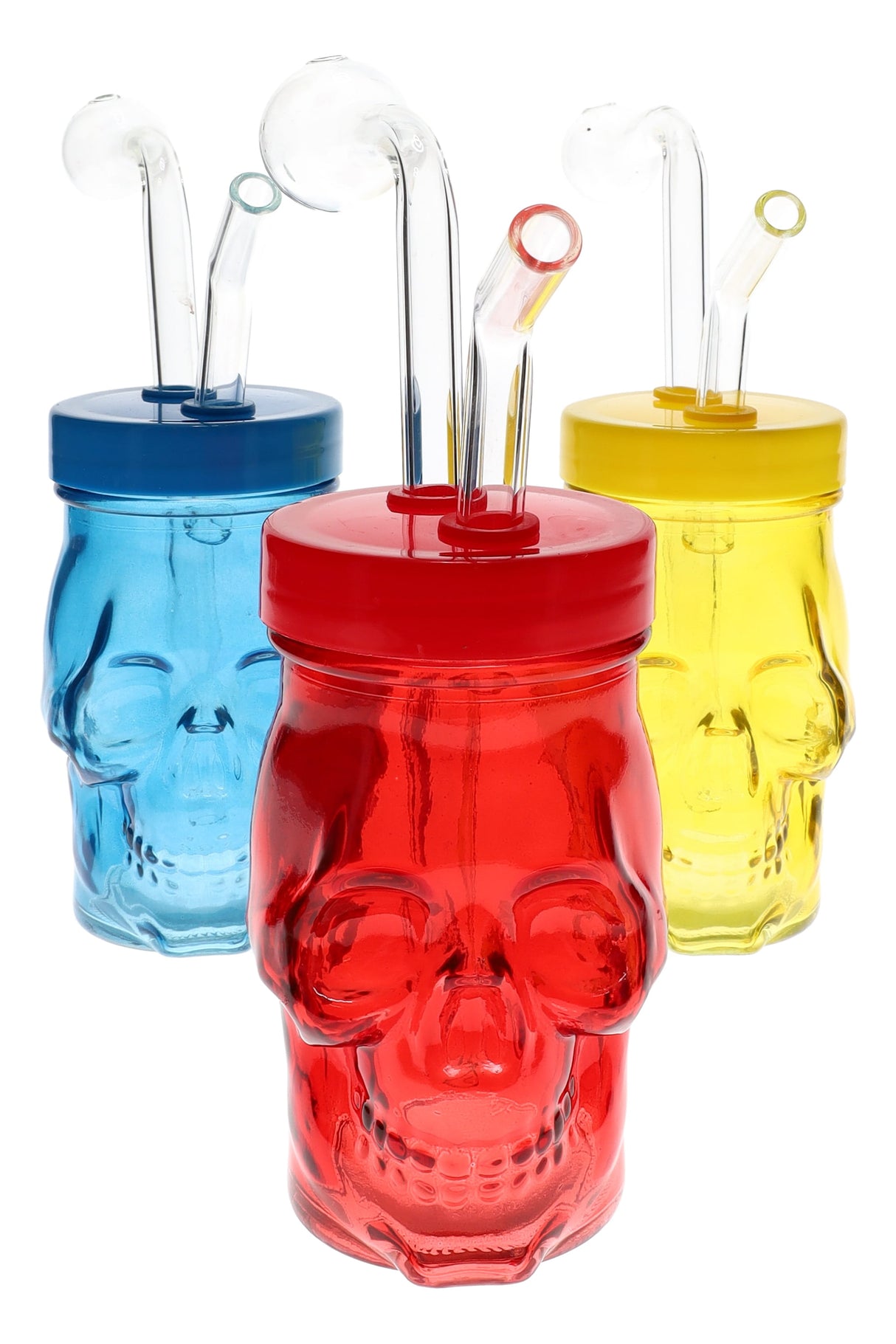 (US Made) 5" Colored Glass Skull Oil Burner Rig – OIL127