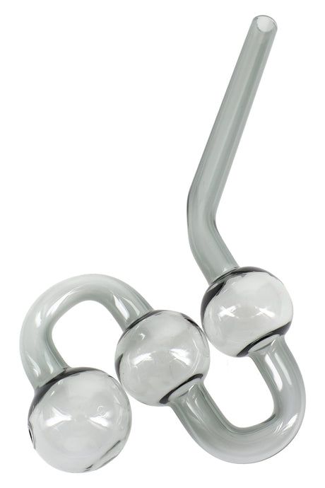 Gray 8″ water dog oil burner pipe highlighting triple-bubble path and angled mouthpiece on white background.
