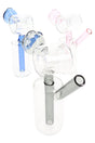 4″ colored glass donut-hole recycler mini oil burner with bubble burner and angled straw mouthpiece; assorted accent colors, sold individually.