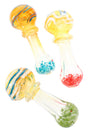 4½″ color-changing frit multicolor striped glass hand pipe; sturdy 115 g spoon delivers smooth, pocket-ready dry herb hits with bold rainbow styling.
