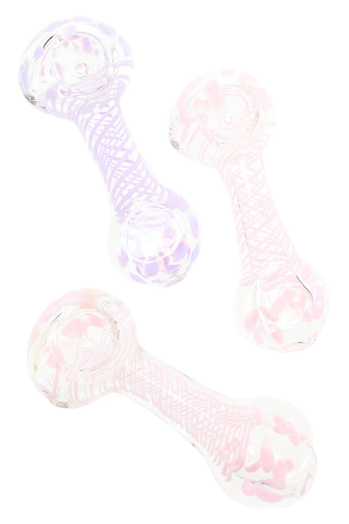4" Neon Dot Clear Glass Pipe - P2524