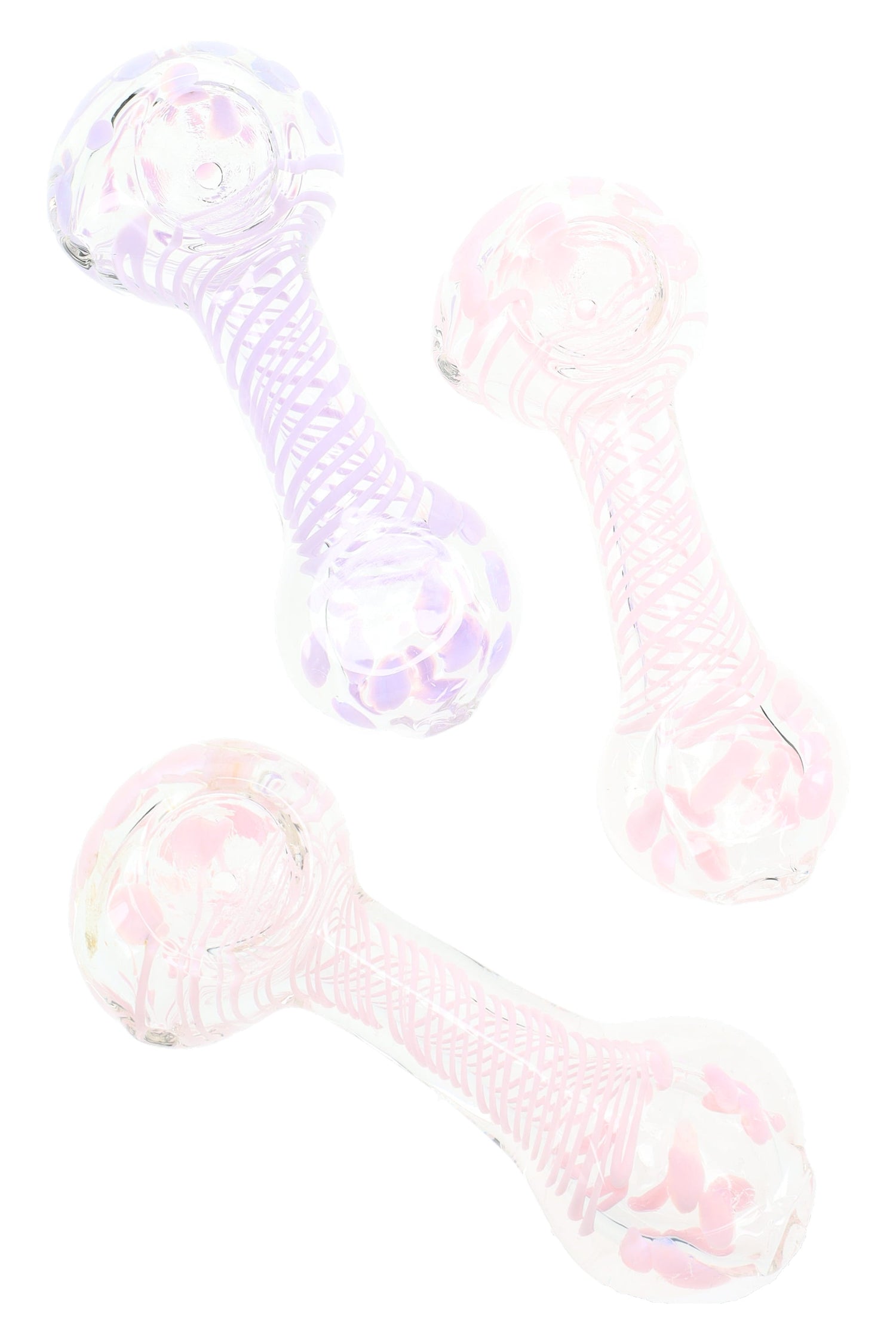 4" Neon Dot Clear Glass Pipe - P2524
