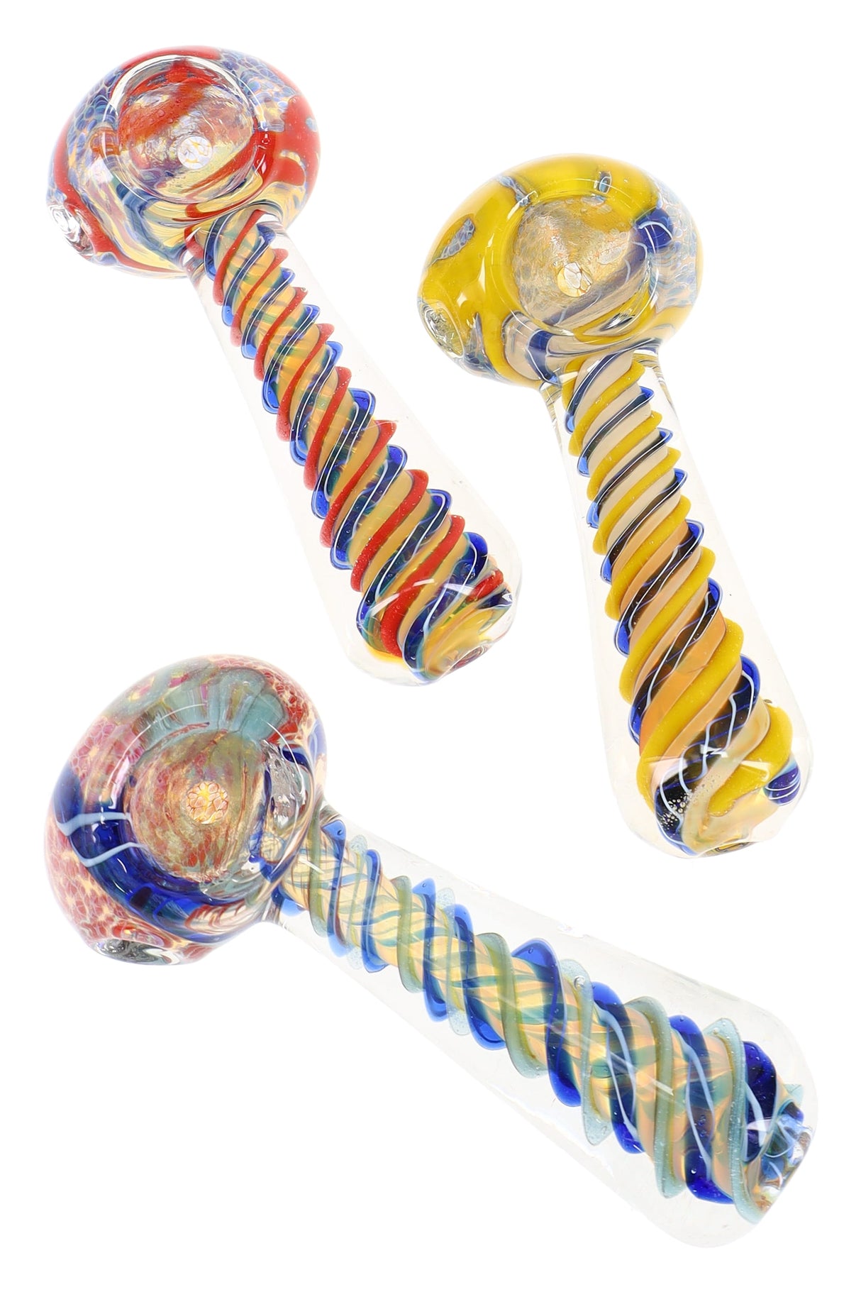 Color-Changing Spiral Frit Spoon Pipe “Twist Lightshow” – 3.5″ – Assorted Colors