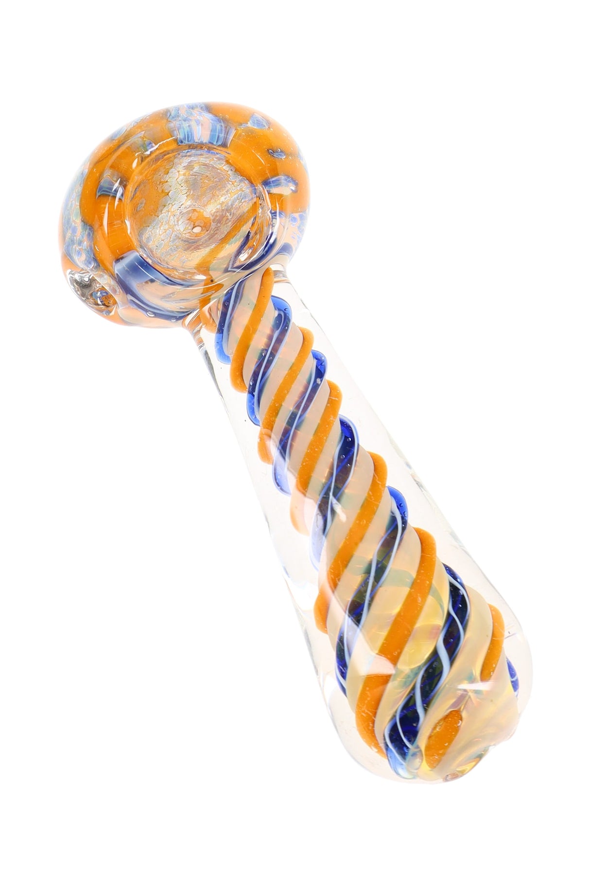 Color-Changing Spiral Frit Spoon Pipe “Twist Lightshow” – 3.5″ – Assorted Colors