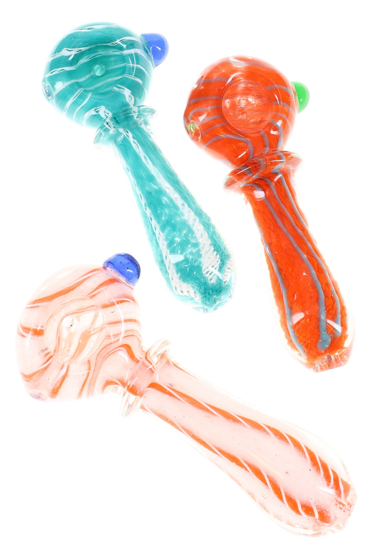 Colorful Spiral Frit Glass Hand Pipe “Candy Twist” – Assorted Colors