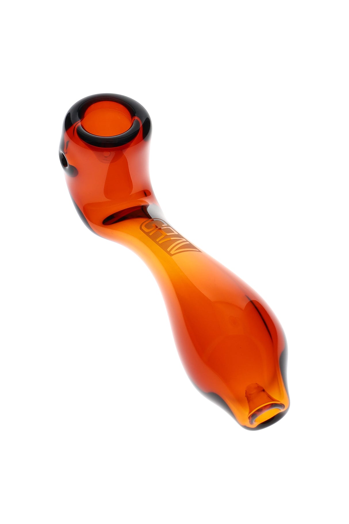 Amber GRAV 5″ Classic Sherlock hand pipe overhead view displaying smooth glossy finish and sturdy base