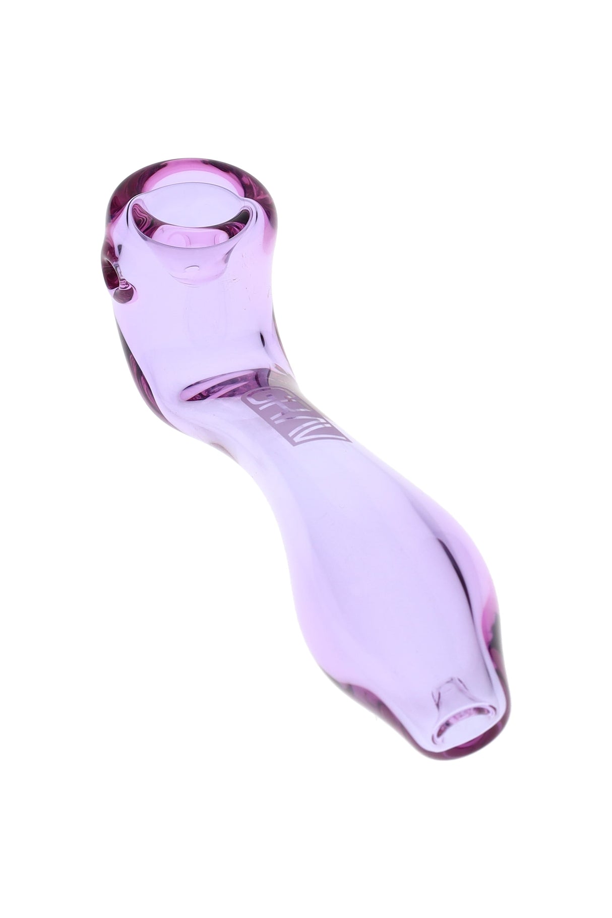 Lavender GRAV Sherlock glass pipe side angle illustrating ergonomic silhouette and thick borosilicate build